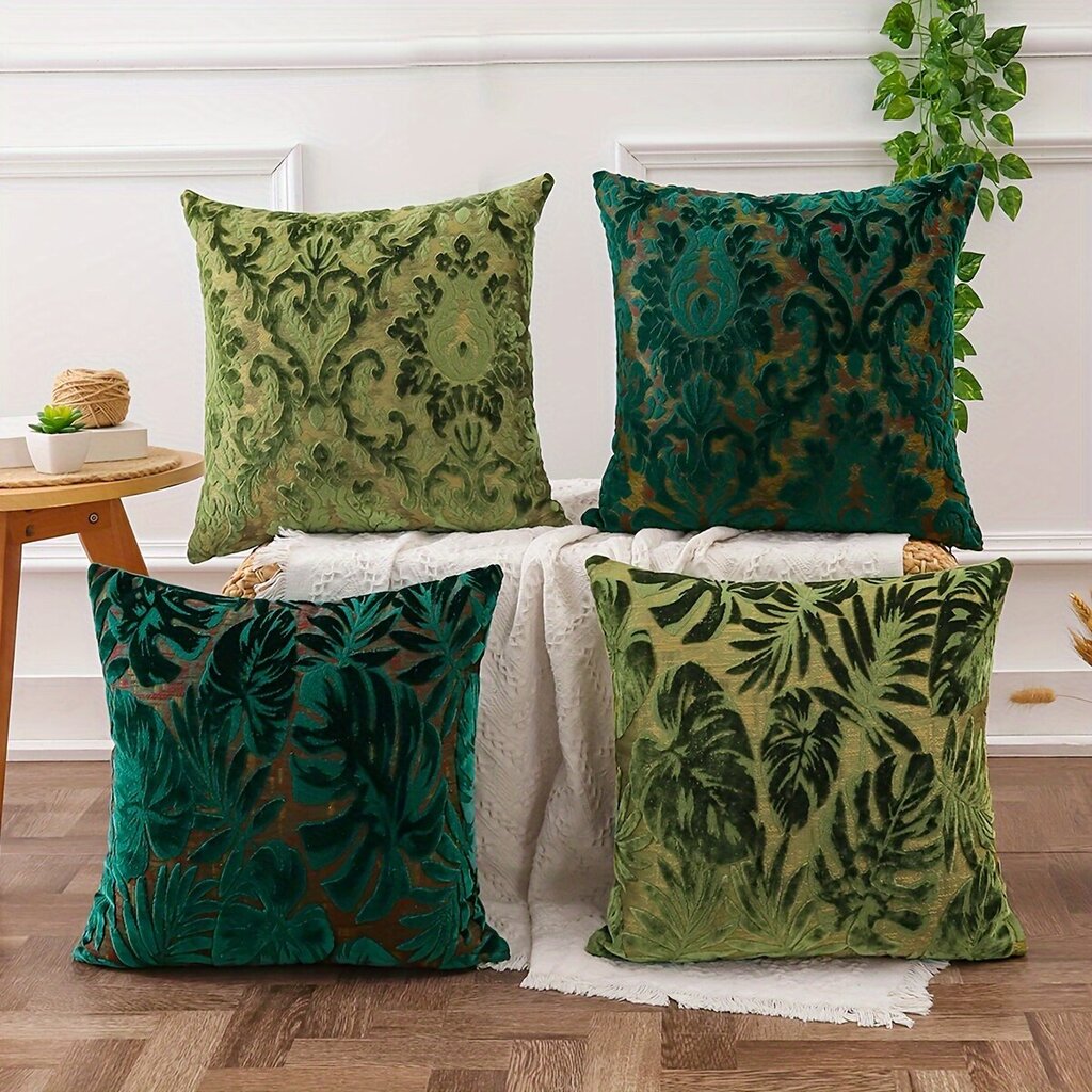 2 kpl vihreä lehti chenille jacquard tyynynpäällinen trooppiset kasvit kodinsisustus tyynynpäälliset ilman täytettä. hinta ja tiedot | Huonekalujen päälliset | hobbyhall.fi