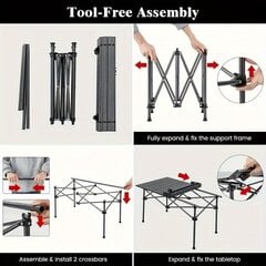 Taitettava Retkeilypöytä Kevyt Monitoimipöytä Metallinen Ulkokaluste hinta ja tiedot | Ruokapöydät | hobbyhall.fi
