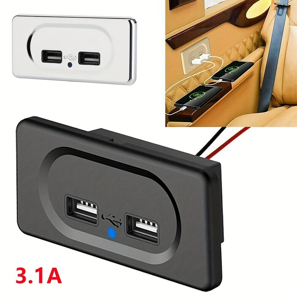 3.1A 12 V Kaksinkertainen USB-Portti Pikalaturi Pistorasia Paneeli Moottoripyörä Auto RV hinta ja tiedot | Moottoripyörien lisätarvikkeet | hobbyhall.fi