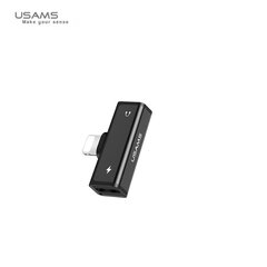 Usams US-SJ270 Dual Lightning Adapter to Lightning Headset Plug + Lightning Charger Plug Black hinta ja tiedot | Usams Tietokoneet ja pelaaminen | hobbyhall.fi