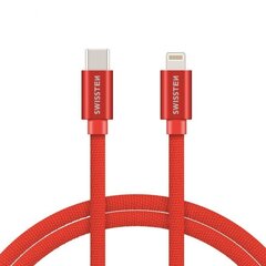 Swissten Textile USB-C To Lightning (MD818ZM/A) Data and Charging Cable Fast Charge / 3A / 1.2m Red hinta ja tiedot | Kaapelit ja adapterit | hobbyhall.fi