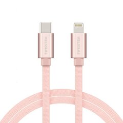 Swissten Textile USB-C To Lightning (MD818ZM/A) Data and Charging Cable Fast Charge / 3A / 1.2m Pink hinta ja tiedot | Kaapelit ja adapterit | hobbyhall.fi