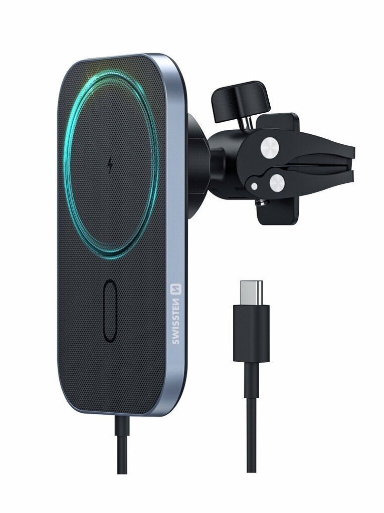 Swissten Mafsafe Air Vent Car Holder With 15W Wireless Charging Black hinta ja tiedot | Puhelintelineet | hobbyhall.fi