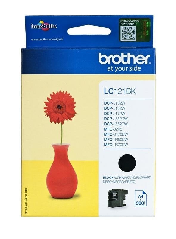 Brother LC121BK, Black Ink Cartridge 300 pages hinta ja tiedot | Laserkasetit | hobbyhall.fi