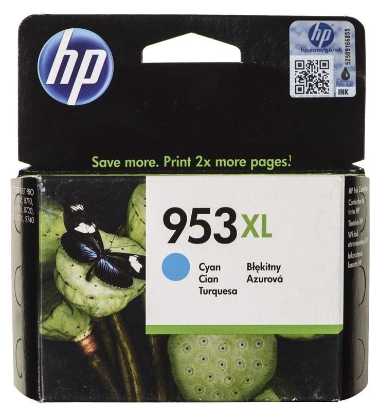 hp alkuperäinen muste f6u16ae, hp 953xl, syaani, 1600p, 20 ml, suuri kapasiteetti, hp officejet pro 8218,8710,8710,8720,8720,8730,8740 hinta ja tiedot | Mustekasetit | hobbyhall.fi