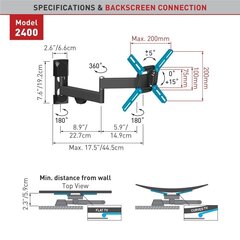 -BARKAN 2400.B 26 "-39" litteä / kaareva TV, 4 saranoitua, seinäasennus, musta hinta ja tiedot | Barkan Kodinkoneet ja kodinelektroniikka | hobbyhall.fi