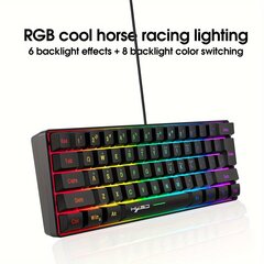 HXSJ Uusi Langallinen 61 Avain Ohut Kalvo Näppäimistö, RGB Valo, USB Plug and Play hinta ja tiedot | Näppäimistöt | hobbyhall.fi