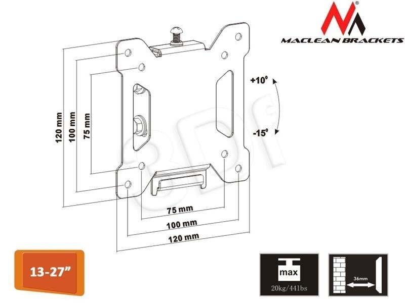 Maclean - MC-596 13-23 vesa 100x100 20kg TV hinta ja tiedot | TV-seinätelineet | hobbyhall.fi