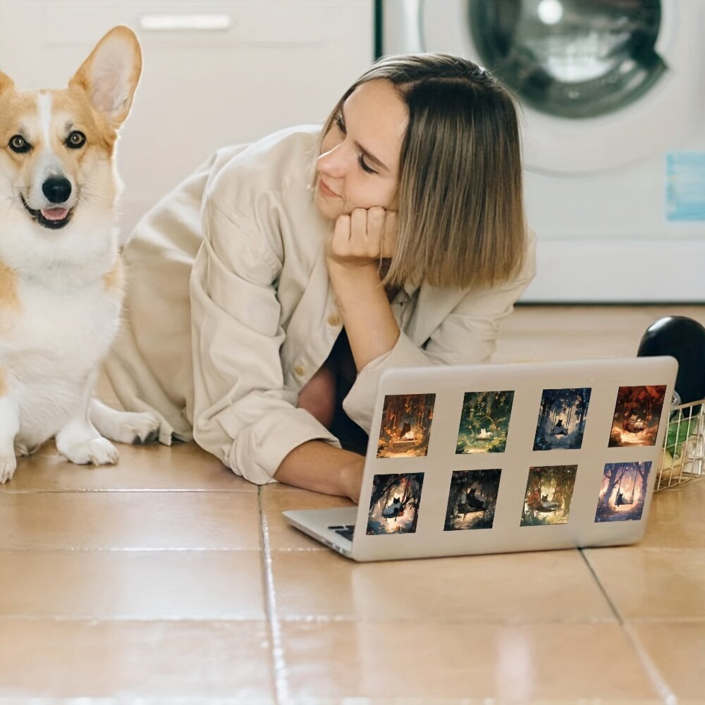 60 kpl Musta Kissa Tarrat, Aikuisten, Vedenkestävät ja Esteettiset Tarrat. hinta ja tiedot | Koristeet ja tarrat | hobbyhall.fi