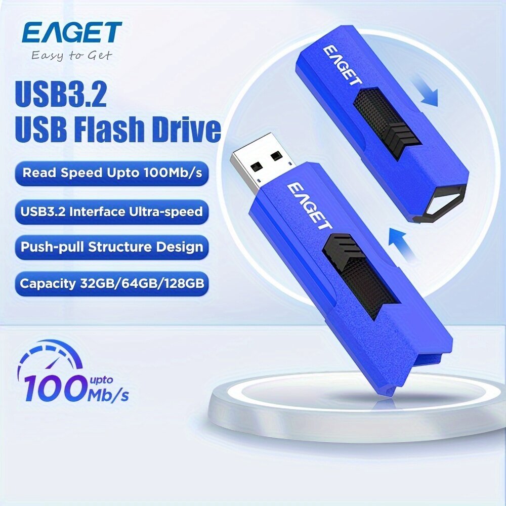 EAGET USB3.2 Muistitikku 128GB 64GB 32GB Nopea Väri U-Liitäntä. hinta ja tiedot | Muistitikut | hobbyhall.fi