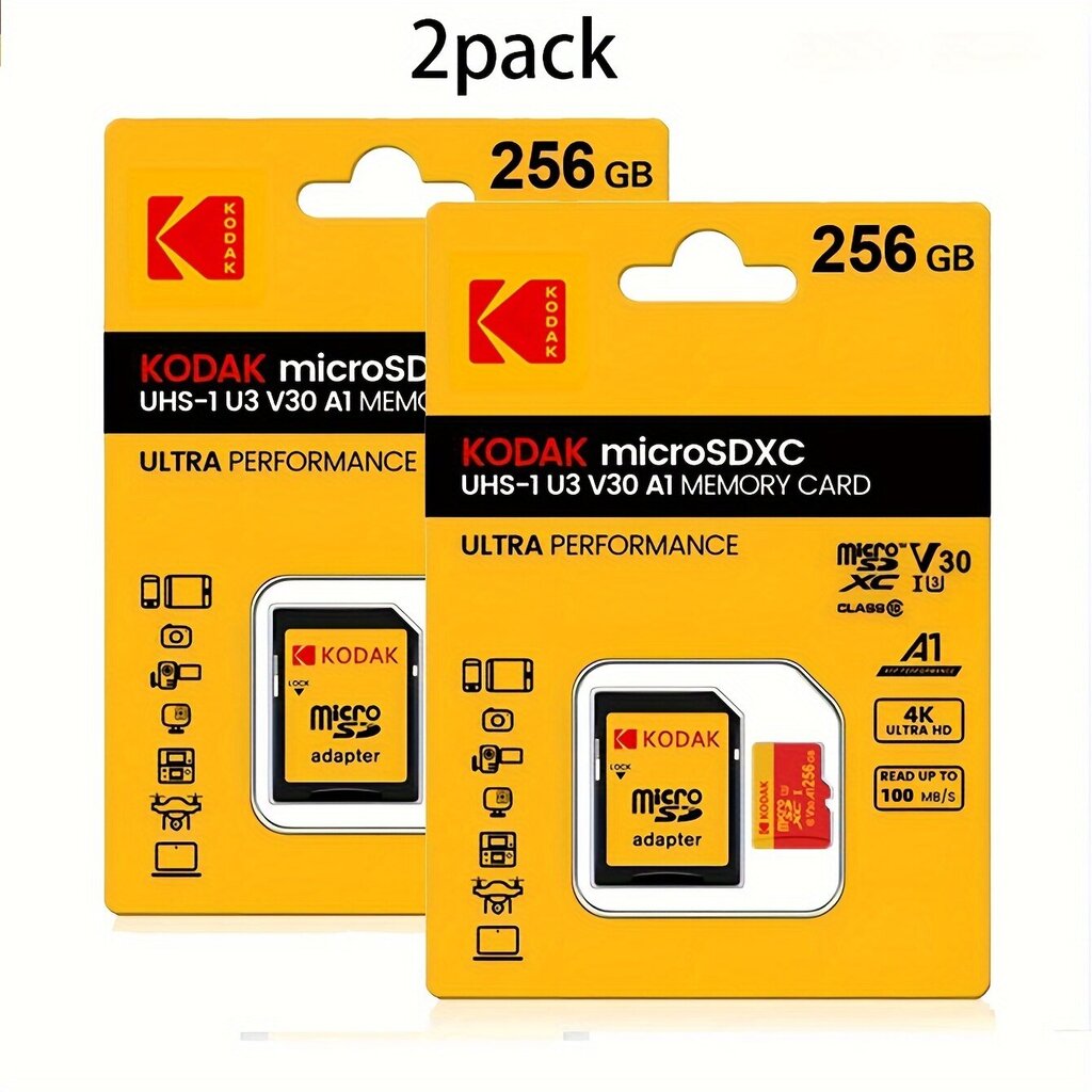 KODAK Ultra microSDXC muistikortti sovittimella 256GB/128GB/64GB/32GB hinta ja tiedot | Muistitikut | hobbyhall.fi