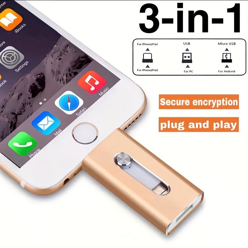 USB-muistitikku iPhonelle, 3 in 1 Valokuvatikku USB. hinta ja tiedot | Muistitikut | hobbyhall.fi