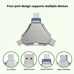 Salama-asema iPhonelle, Nopea USB 3.0 Muistitikku iPhonelle/iPadille, 4-in-1 OTG Valokuvatikku Kosketus-ID Ulkoinen Tallennus PC/Tietokoneille/iPadille ja Muut Laitteet. hinta ja tiedot | Muistitikut | hobbyhall.fi