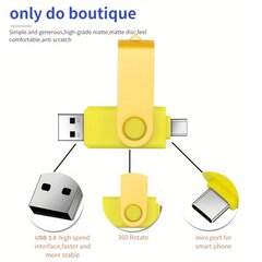 Nopea 2-IN-1 OTG USB-muistitikku Älypuhelimille - 4GB-128GB U-levy 360° Kääntö Type-C, USB 2.0 muistitikku. hinta ja tiedot | Muistitikut | hobbyhall.fi