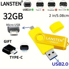 LansTen 32GB USB 2.0 Dual Porttikku Adapterilla, Androidille. hinta ja tiedot | Muistitikut | hobbyhall.fi