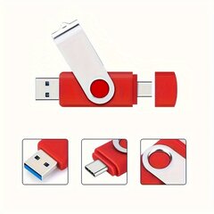 USB 2.0 TYPE C USB-tikku OTG Kynäasema 256GB 128GB 4GB 2-in-1 Nopea Pendrive hinta ja tiedot | Muistitikut | hobbyhall.fi