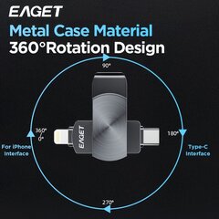 EAGET [MFI] 256GB 128GB USB-muistitikku IPhonelle 2-in-1 Type C muisti hinta ja tiedot | Muistitikut | hobbyhall.fi