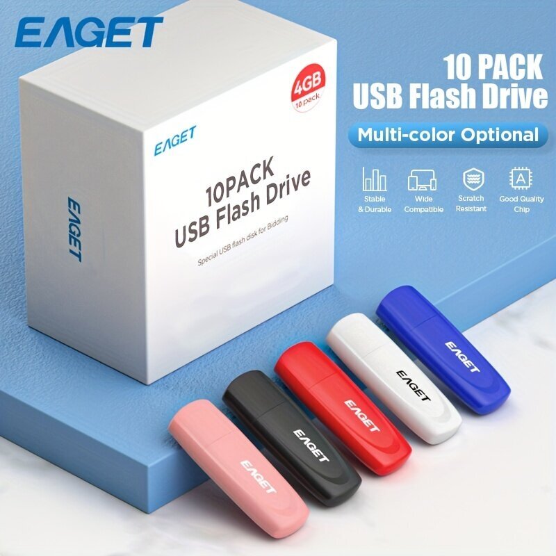 EAGET 10 Paketti 4GB Muistitikku USB 2.0 Monivärinen U-Tikku. hinta ja tiedot | Muistitikut | hobbyhall.fi