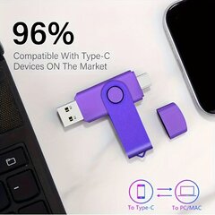 Korkeanopeuksinen Kaksoistilamuotoilu USB-C Muistitikku, 256GB Tallennustilaa hinta ja tiedot | Muistitikut | hobbyhall.fi