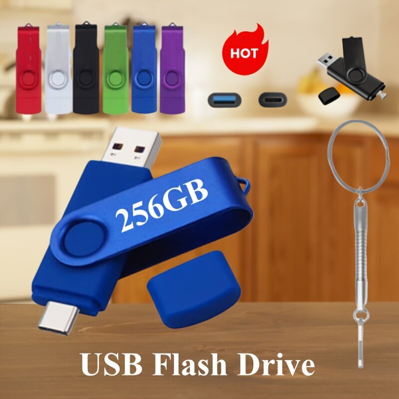 Korkeanopeuksinen Kaksoistilamuotoilu USB-C Muistitikku, 256GB Tallennustilaa hinta ja tiedot | Muistitikut | hobbyhall.fi