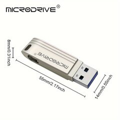 MicroDrive 2-in-1 USB 3.0 Muistitikku, Avainrengas. hinta ja tiedot | Muistitikut | hobbyhall.fi