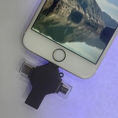 Flash-muistitikku iPhone, 4-in-1 OTG-muisti (USB 3.0/Tyyppi-C/Micro USB) hinta ja tiedot | Muistitikut | hobbyhall.fi