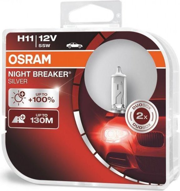 Auton polttimot Osram Night Braker Silver H1, 2 kpl. hinta ja tiedot | Polttimot | hobbyhall.fi