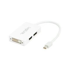 Adapteri "LogiLink" 3in1, "Mini DisplayPort" ja "HDMI / DVI / DisplayPort", valkoinen hinta ja tiedot | Kaapelit ja adapterit | hobbyhall.fi