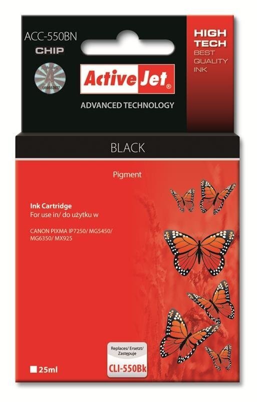 Activejet ACC-550BN (Canon PGI-550BK), musta hinta ja tiedot | Mustekasetit | hobbyhall.fi