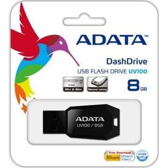 Muistitikku Adata UV100, 8GB, USB 2.0, musta hinta ja tiedot | Muistitikut | hobbyhall.fi