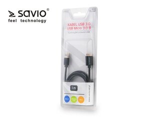 Savio microUSB USB-kaapeli 1m musta (SAVKABELCL-102) hinta ja tiedot | Puhelinkaapelit | hobbyhall.fi