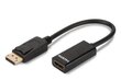ASSMANN Displayport 1.1a Adapter Cable DP M (plug)/HDMI A F (jack) 0,15m black hinta ja tiedot | Adapterit | hobbyhall.fi