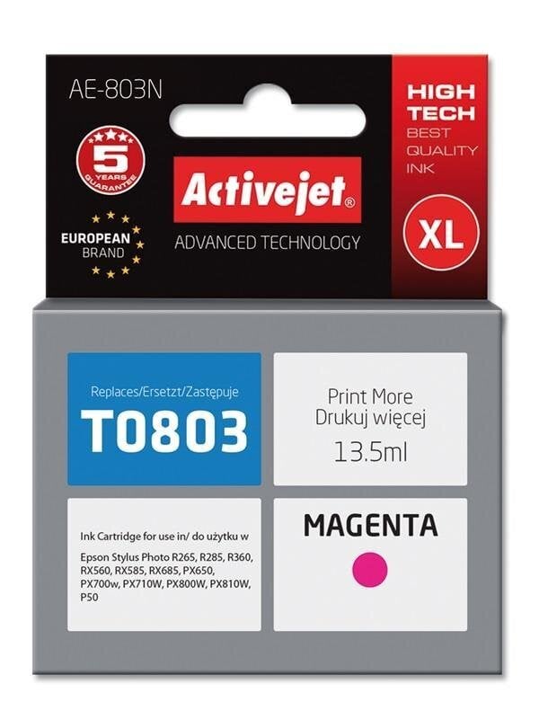 -ActiveJet AE-803N, Epson T0803 XL Mustepatruuna, magenta hinta ja tiedot | Mustekasetit | hobbyhall.fi