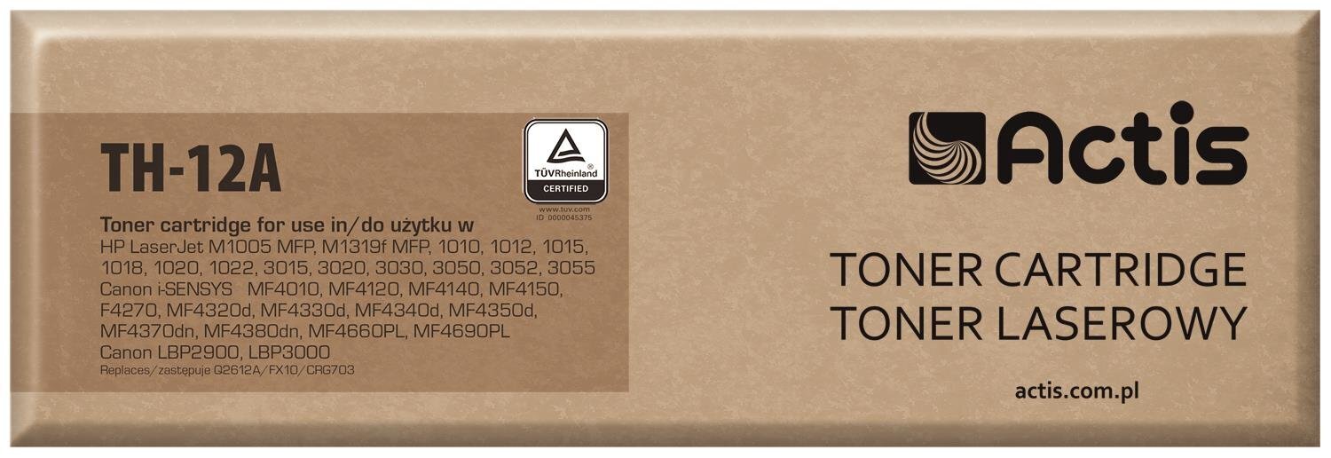 Toner Actis TH-12 (Q2612A / CRG-703 / FX-100 - musta - Alkuperäinen uusi lasertulostuskasetti yhteensopiva HP:n ja Canonin tulostimien kanssa hinta ja tiedot | Laserkasetit | hobbyhall.fi