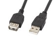 USB-jatkokaapeli Lanberg uros/naaras, 480 Mb/s, musta hinta ja tiedot | Kaapelit ja adapterit | hobbyhall.fi