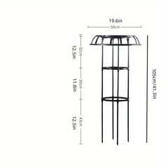 Helposti kootava metallinen puutarharistikko kiipeilykasveille - 50.04cm pyöreä. hinta ja tiedot | Kukkatelineet ja kukkapöydät | hobbyhall.fi