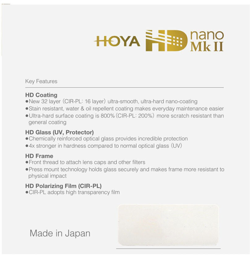 Hoya suodatin pyöreä polarisaattori HD Nano Mk II 72mm hinta ja tiedot | Kameran suotimet | hobbyhall.fi