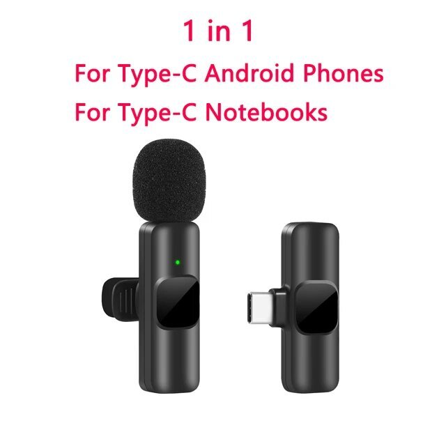 Langaton Lavalier-mikrofoni - Mini Mic iPhone- ja Android-laitteille - Pinkki 2in1 Type-C:lle hinta ja tiedot | Mikrofonit | hobbyhall.fi