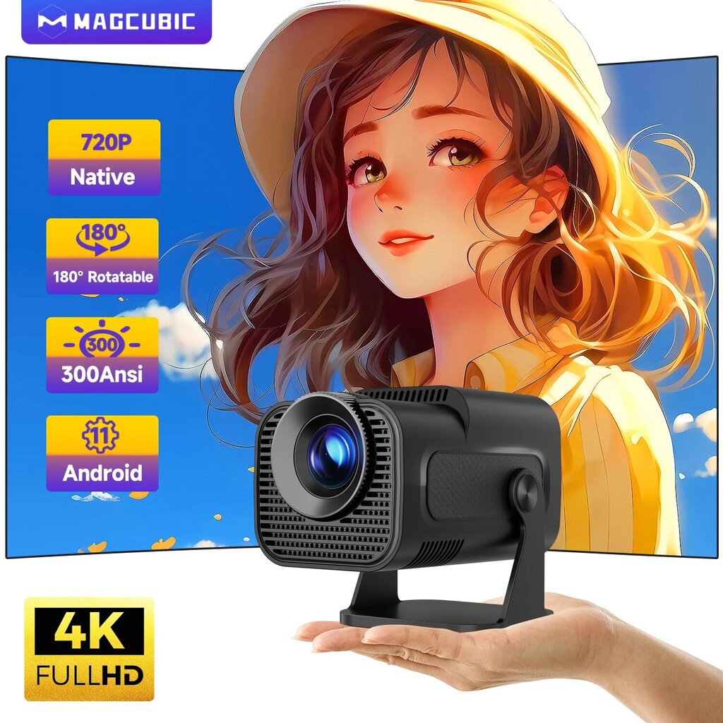 Parannettu Mini 4K Android -projektori - Musta, EU-pistoke hinta ja tiedot | Projektorit | hobbyhall.fi