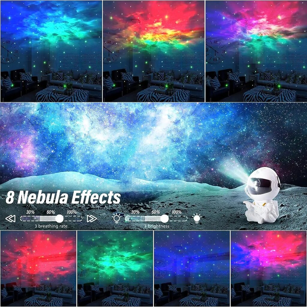 Galaxy Astronaut Star Projector - Valkoinen A hinta ja tiedot | Projektorit | hobbyhall.fi