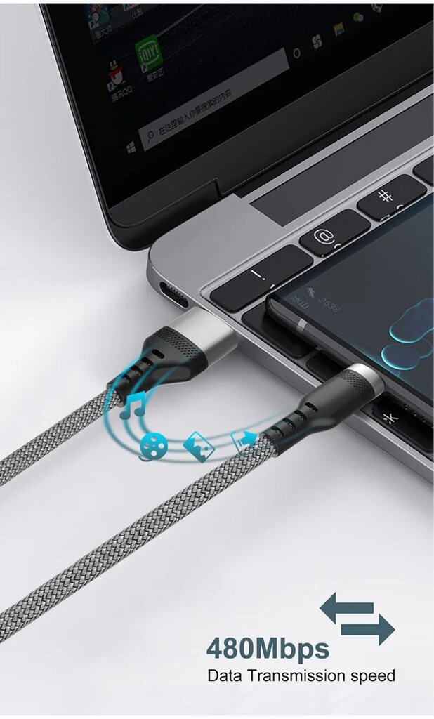 NNBILI Nopea lataus USB-A - USB-C -kaapeli - Punainen Type-C, 5m hinta ja tiedot | Puhelintelineet | hobbyhall.fi