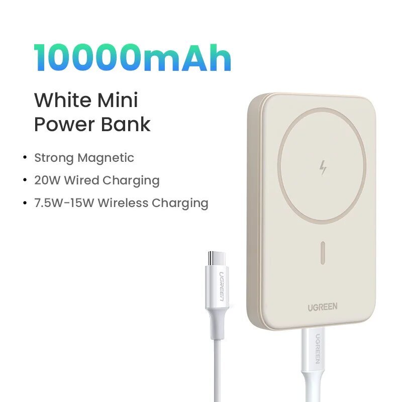 Ugreen 20W Magneettinen kannettava varavirtalähde - 10000mAh - 10000 harmaa pakkaus hinta ja tiedot | Varavirtalähteet | hobbyhall.fi