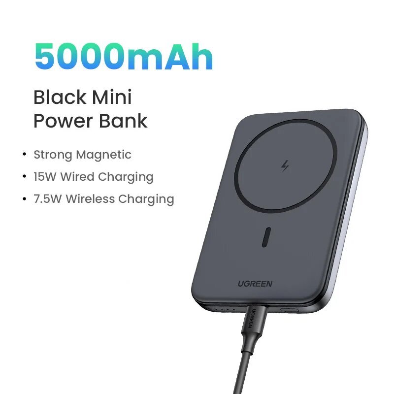 Ugreen 20W Magneettinen Kannettava Power Bank - 10000mAh - 5000mAh Valkoinen hinta ja tiedot | Varavirtalähteet | hobbyhall.fi