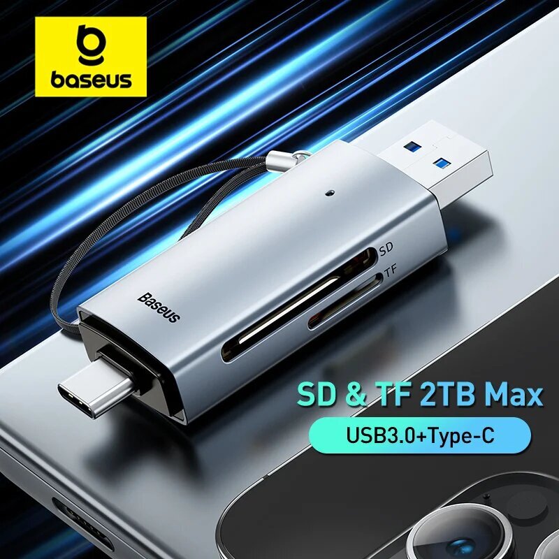 Baseus USB C & USB3.0 -kortinlukija - siirtonopeus 104MB/s, - Vain USB 3.0 hinta ja tiedot | Muistitikut | hobbyhall.fi