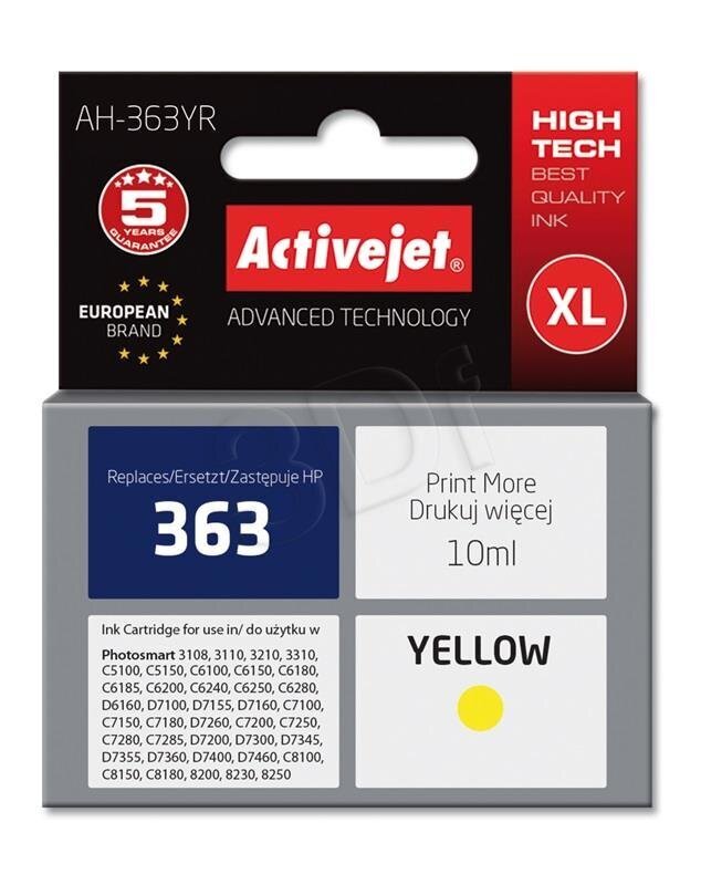 Activejet AH363YR HP 363 C8773EE XLkapasiteetti, keltainen hinta ja tiedot | Mustekasetit | hobbyhall.fi