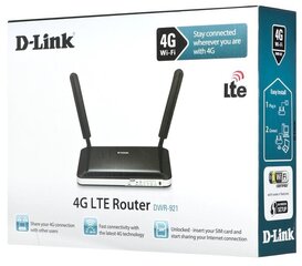 D-Link DWR-921/E langaton reititin (2,4 GHz) 4G Musta, Valkoinen hinta ja tiedot | Reitittimet ja modeemit | hobbyhall.fi