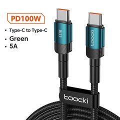 Toocki 100W USB C - USB C -kaapeli PD 3:lla - 2m, 100W C:stä C:hen musta hinta ja tiedot | Puhelintelineet | hobbyhall.fi