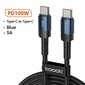 Toocki 100W USB C - USB C -kaapeli PD 3:lla - 2m, 100W C:stä C:hen musta hinta ja tiedot | Puhelintelineet | hobbyhall.fi