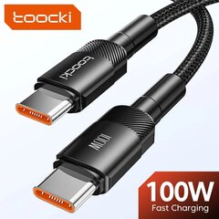 Toocki 100W USB C - USB C -kaapeli PD 3:lla - 1m, 100W C:stä C:hen Musta hinta ja tiedot | Puhelintelineet | hobbyhall.fi