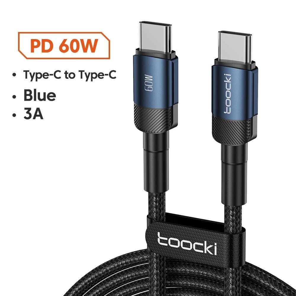 Toocki 100W USB C - USB C -kaapeli PD 3:lla - 2m, 100W C:ltä C:lle violetti hinta ja tiedot | Puhelintelineet | hobbyhall.fi